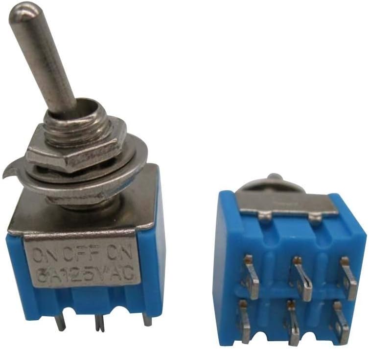 Taiss/10 Pcs Toggle Switch AC 125V 6A Amps ON/OFF/ON 3 Position 6 Pin DPDT MTS-203, 6Pin ON/OFF/ON - Image 3