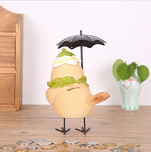 URToys 2Pcs/Set Cute Resin Chicken In Umbrella Coin Bank Currency Save Money Pot Animal Money Box Creative Piggy Bank Christmas Children Gift Home Furnishing Ornament Figurines Decoration - Thumbnail 3
