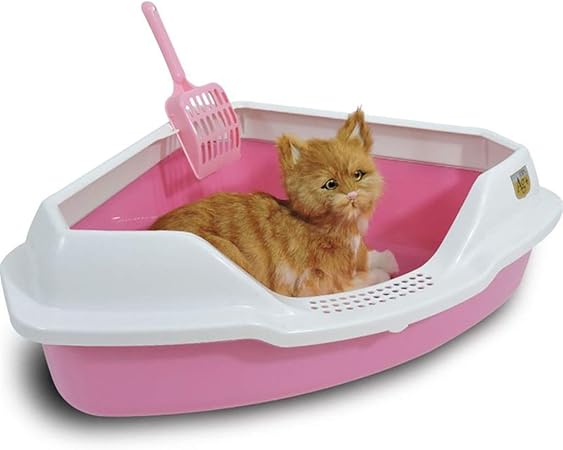 INYWNZIQ - Bandeja de Arena para Gatos de Esquina Grande con Borde