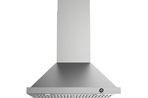 JOCO 30 Inch Wall Mount Range Hood, 900 CFM Stainless Steel Kitchen Chimney Vent Hood, Convertible for Ducted or Ductless Installation, 4-Speed Knob Control P02-30K