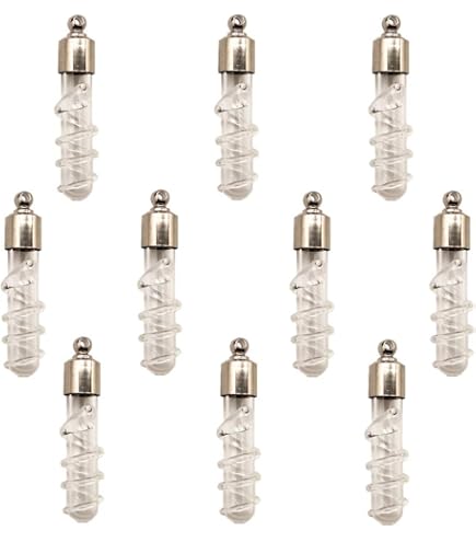 10 Pieces Hourglass Shaped Small Glass Bottle Mini Sandy Clock Glass Vial Pendant Necklace Charms (Bronze Lace Cap