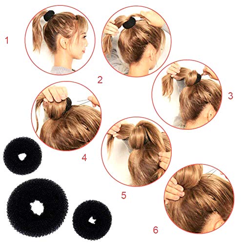 71 Pack Hair Styling Set, Fashion Magic Simple Fast Hairdress Braid Tool for DIY Hair Topsy Tail Styles Twist Spiral, Bun Clip Maker Pads Hairpins Roller Braid Curler Sponge Kits for Girls or Women