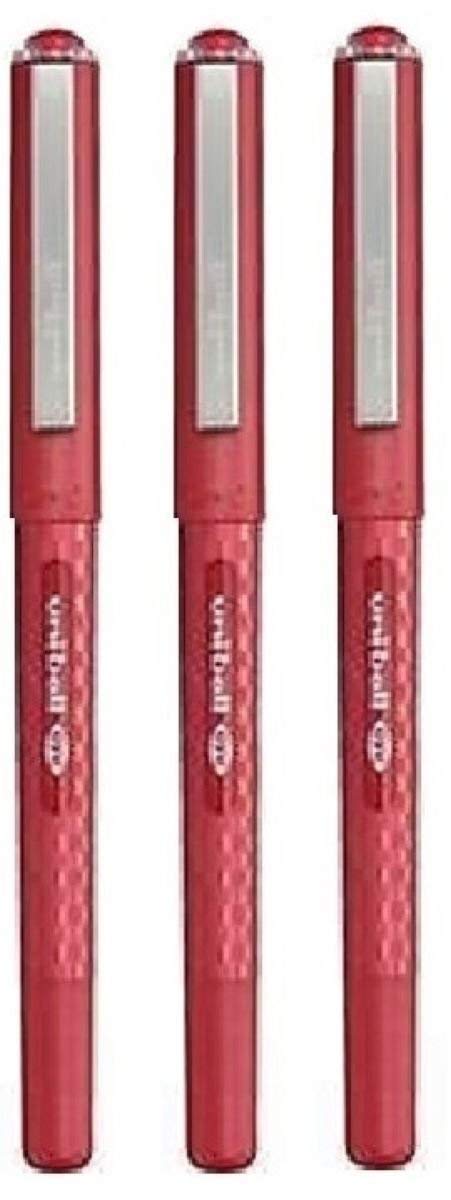 Uni Ball Eye Designer Red Rollerball Pen Fine 0.7mm Nib Tip 0.5mm Line Width Designer Series Quick Drying Pigment Ink UB-157D (Pack Of 3)