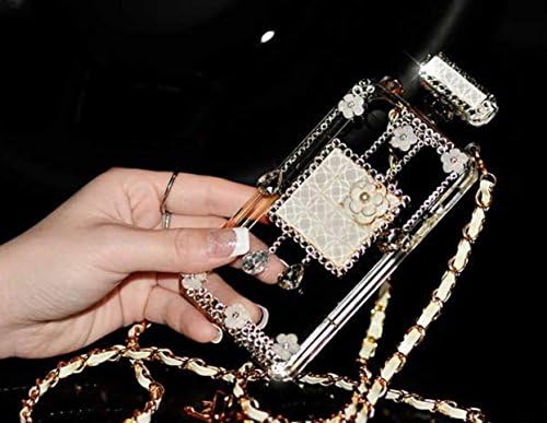 Sasa(TM) Samsung Galaxy S8Plus Case,3D Handmade Luxury Elegant Bling Diamond Crystal Lovely Daisy Flower Perfume Bottle Shaped Chain Handbag Case Cover for Samsung Galaxy S8Plus (White)