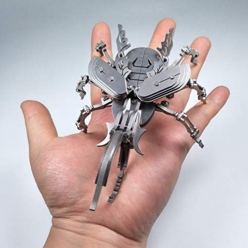 HXZB 3D Metal Stainless Steel Jigsaw Puzzle Kits DIY Assembly Insect Models Disassembly Removable Toys Beetle Model 3D Jigsaw Puzzle Gift - Thumbnail 3