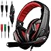 Dland Gaming Headset, 3.5mm Wired Bass Stereo Noise Isolation Gaming Headphones with Mic for Laptop Computer, Cellphone, PS4 and so on- Volume Control (Black and Red) primary