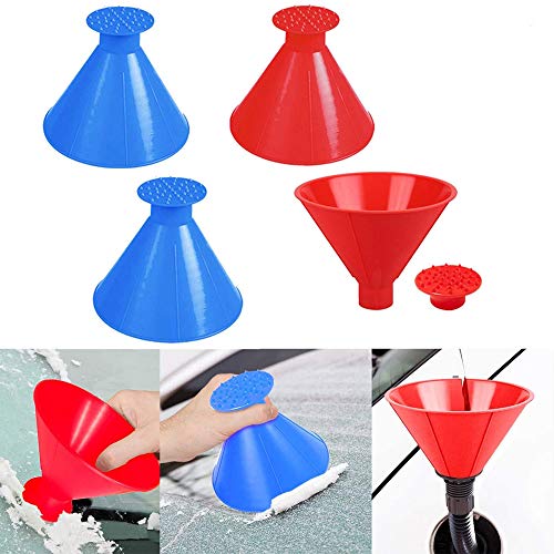 DIY home 2 Pack Magical Car Ice Scraper/Snow Removal Shovel Tool,Multi-Function Cone Shaped Car Windshield Snow Scraper, Efficient Funnel Cone for Car Bus Truck (Black)