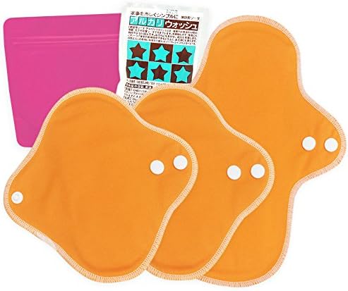 Amazon 妊活 おためし 布ナプキン おりもの 昼用 3枚 セット 便利グッズ付 オレンジ オーガニック布ナプキン Nunona 布ナプキン