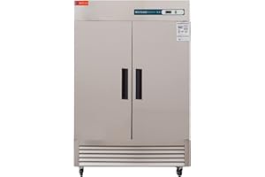 WESTLAKE 54"W Commercial Freezer 49 Cu.ft Stainless Steel Reach-in Solid Door Upright Fan Cooling 2 Door 2 Section Freezer for Restaurant, Bar, Shop, etc
