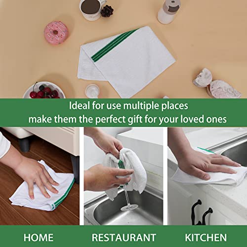 Premium 24 Pack White with Green Stripe Bar Mop Microfiber Towels for photo 11