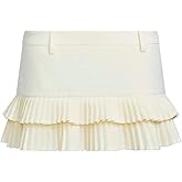 LTZYLS Pleated Skirts for Women Double Ruffle Mini Skirt Low Rise Sexy Pleated Skort for Going Out and Layered Ruffle Skirt