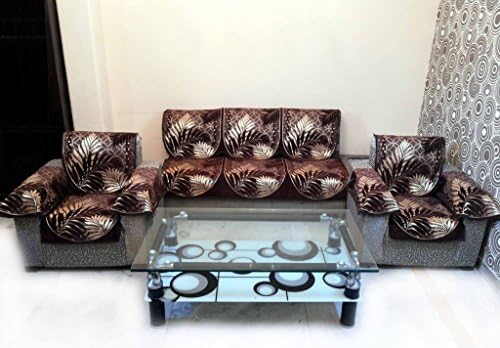SHC Floral 12 Piece Chenille Sofa Slipcover Set, Brown