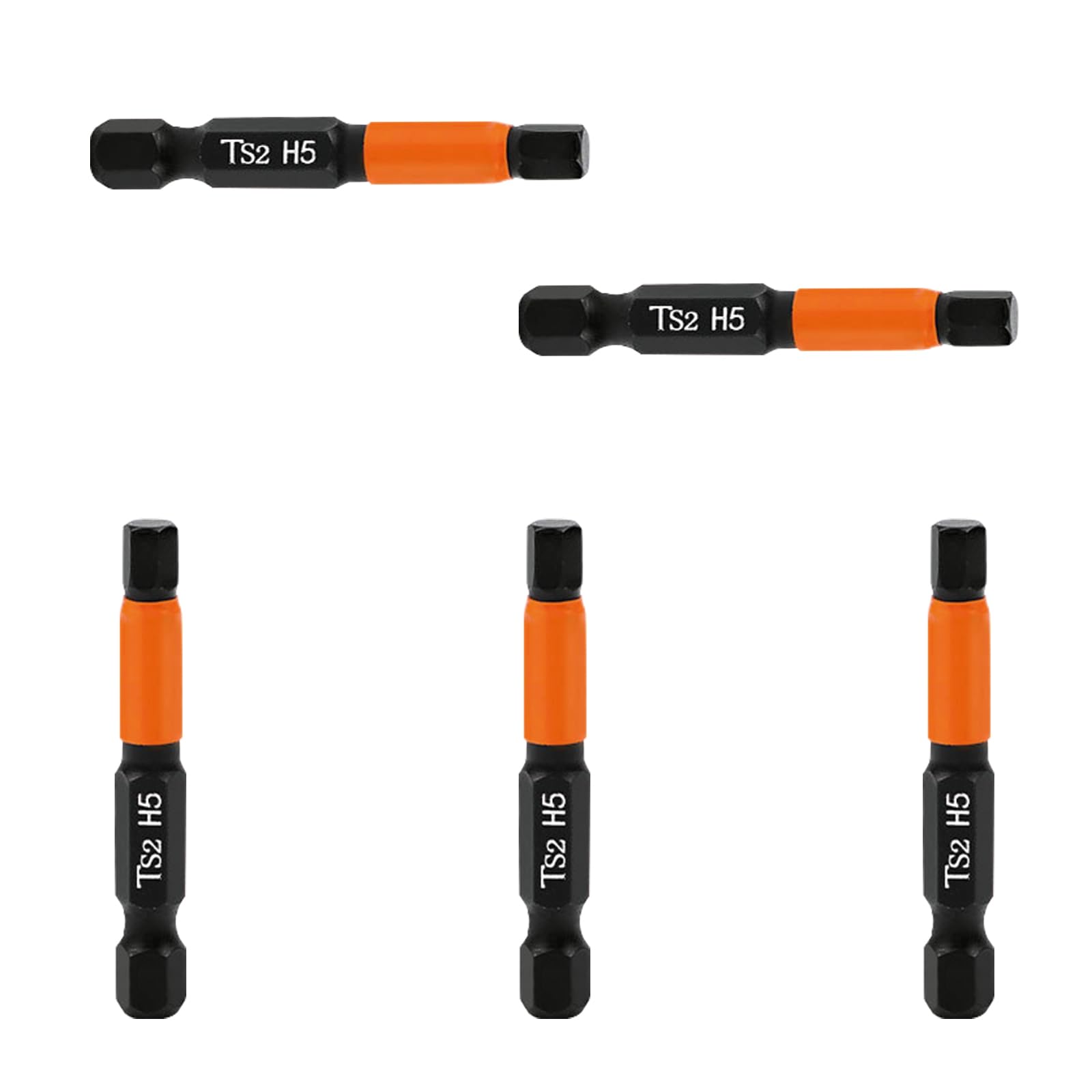 Leliafleury 5Pcs Magnetic Allen Key Drill Bit H5 Impact Hex Head Screwdriver Bit 1/4 Inch Hex Shank, 50mm Length