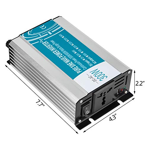 VEVOR 300/600 Watt Power Inverter DC 12V into AC 220V Pure Sine Wave