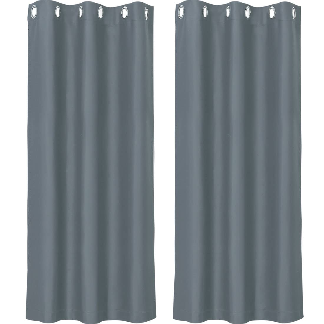 PiccoCasa Window Curtain Panel Grommet Top Small Solid Thermal Insulated Curtain Drape for Living Room Curtains, 2 Panels, 42 x 63 Inch, Gray