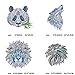 Lion Heat Transfer Iron on Patch Sticker - 4 Pcs Large DIY Vinyl Patches for T Shirts, Women Jeans, Men Clothes. Funny Panda Wolf Animal Design for Party