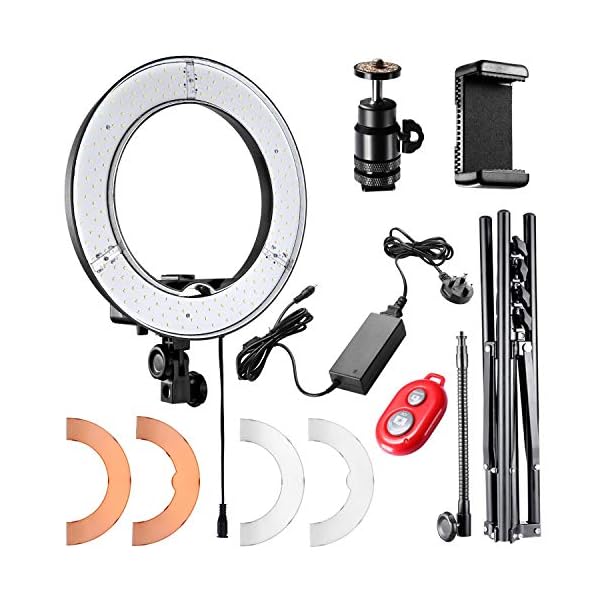 Kamera-Foto-Video-Blitz-Kit, 18-Zoll-LED-Außenringlicht mit Dimmfunktion und Lichtstativ, 36 W, 5500 K, Bluetooth… – Bild 4