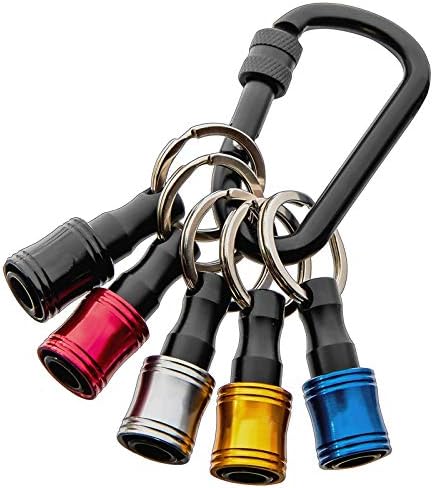 ビットホルダー セット カラフル インパクト ソケット ドリル ドライバー アダプター 国内在庫 先端工具 カラビナ 腰道具 携帯 丸シャフト インパクトドライバー 収納 ビット 丸シャフトと六角穴 ５色