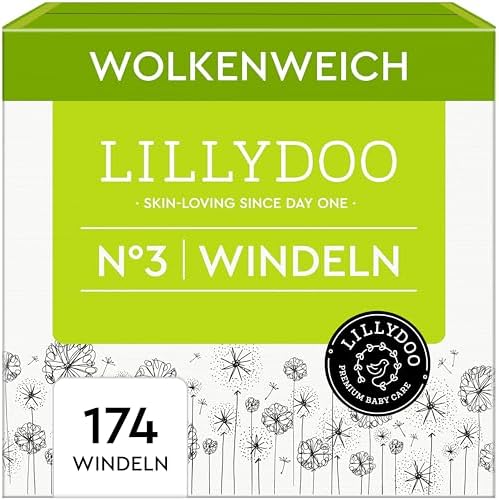 hautfreundliche Windeln, Monatsbox, Größe 3 (6+ kg), 174 Stück