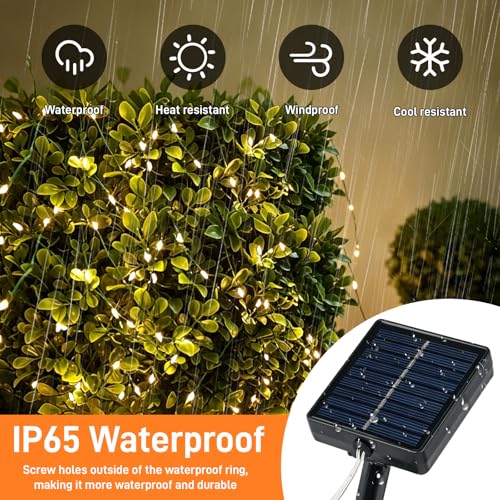 LShun Solar String Lights Outdoor (Warm White), 2-Pack Total 80FT/200 LED Solar Garden Lights Waterproof, 8 Modes Indoor and Outdoor Fairy Lights Copper Wire Lighting for Patio Yard Party Christmas, W