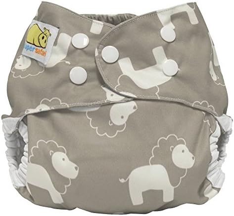 Diaper Safari Cover -Snap Gray Lion