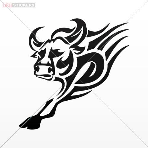 Decals Sticker Tribal Bull Tattoo Design Wall Art Decor Doors Size: 5 X 4.9 Inches Black