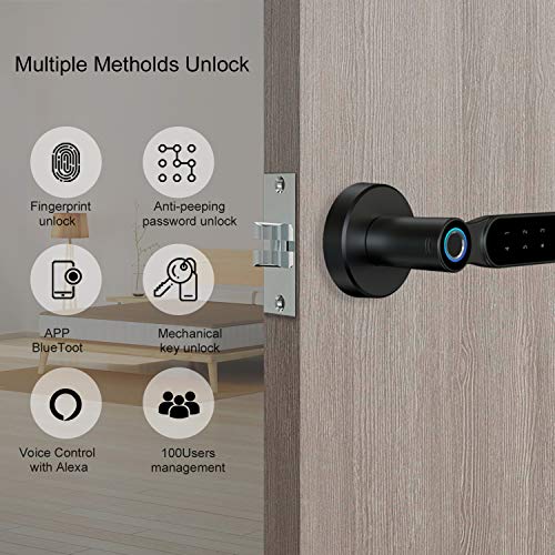 PINEWORLD Smart Keyless Entry Door Lock Thumbprint Bluetooth Digital Deadbolt with Touch Keypad, Left and Right Handed… - Image 3