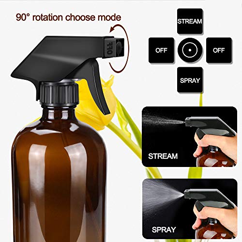 Glass Spray Bottle, Wedama Amber 10 Glass Spray Bottle Set(16/4/2oz), 6 10 ml Essential Oil Roller Bottles Kits with& Accessories for Aromatherapy Facial hydration Watering Flowers Hair Care (B) - Thumbnail 3