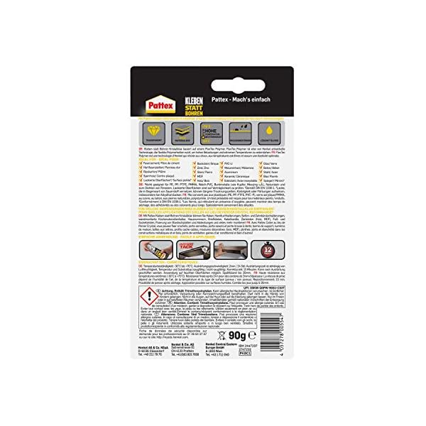 Pattex Kleben statt Bohren Kristallklar, Montagekleber fÃ¼r kristallklare Verklebungen, Baukleber fÃ¼r alle Materialien, Universalkleber fÃ¼r innen & auÃen, 1x90g – Bild 4