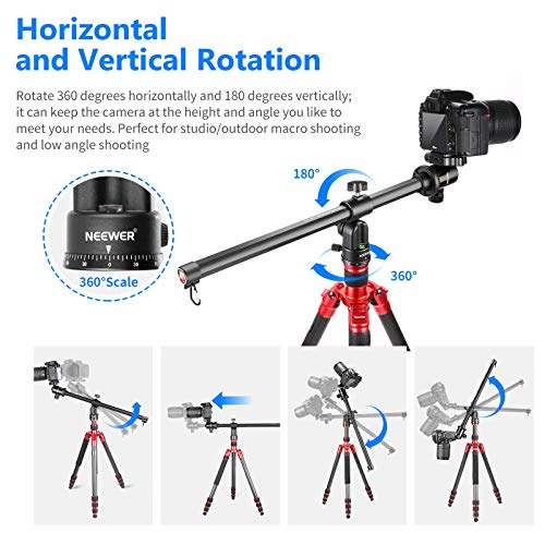 Neewer Tripod Boom Arm, 19.7" Horizontal Center Column Tripod Extension Arm Rotatable 360