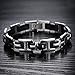 Ostan Men's Stainless steel cross chain link bracelet silver black