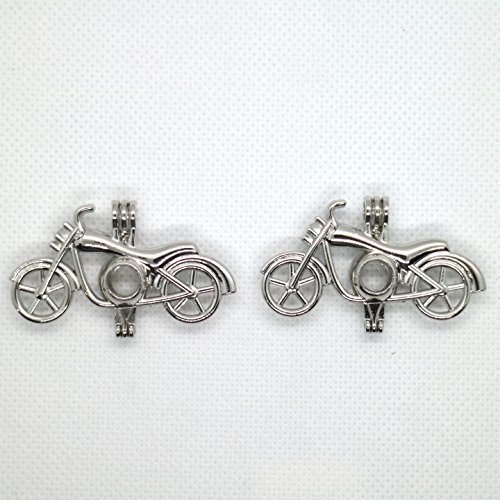 12pcs Mixed Horse Bicycle Motorcycle Transportation Rhodium Plated Hollow Pendants Pearl Bead Cage Pendant Essential Oil Scent Diffuser Pendant Necklace Jewelry Making Supplies (Style5)