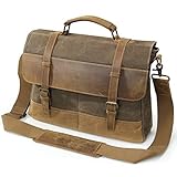 Lifewit Mens Messenger Bag 15.6 Inch Waterproof Vintage Waxed Canvas Genuine Leather Laptop Bag Computer Shoulder Handbag