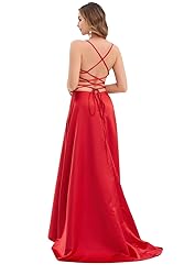 Women's satinprome Dress Long Train Side Slit Satin