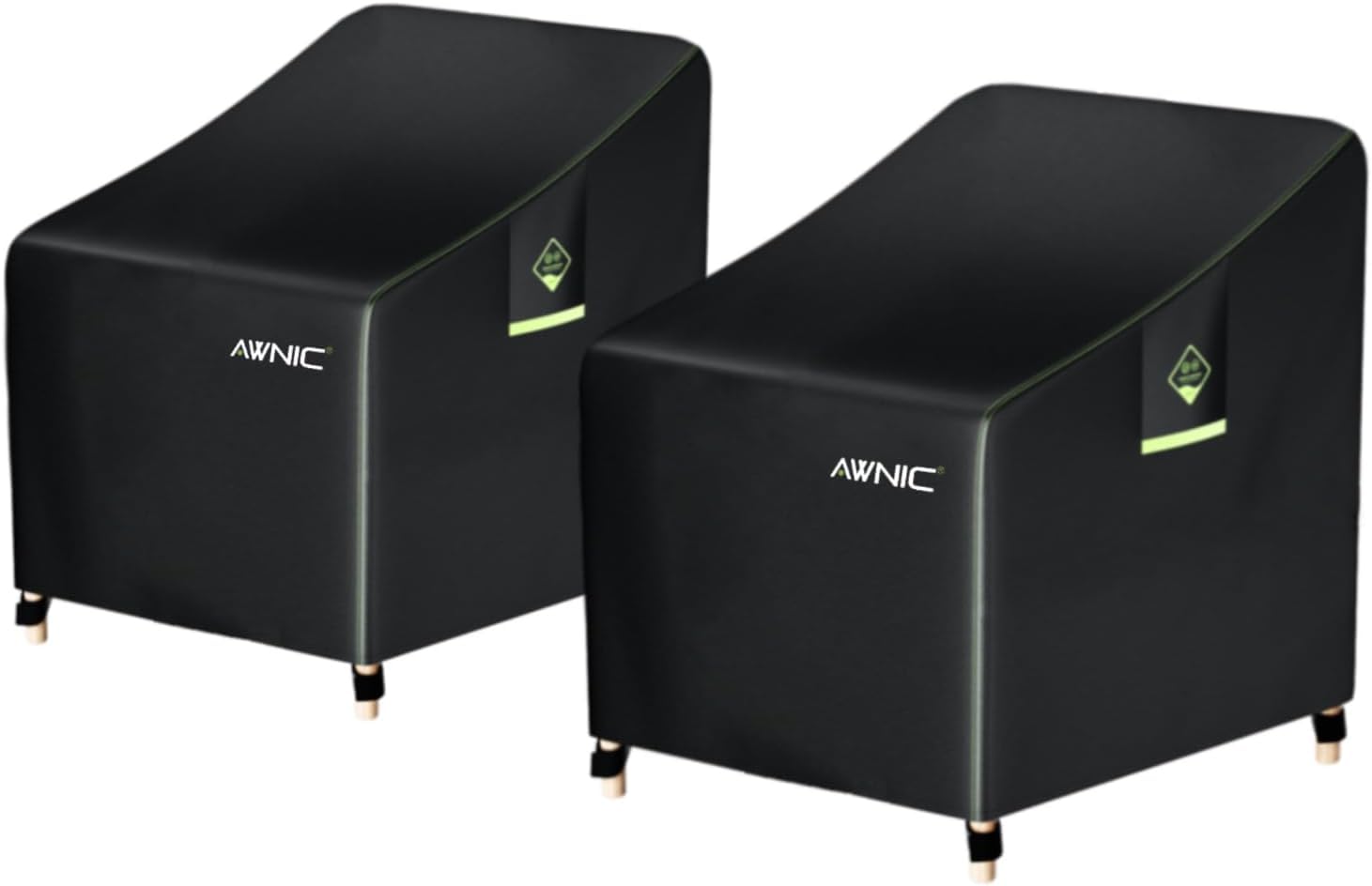 AWNIC 2 Packs Garden Chair Covers Waterproof, 420D Outdoor Heavy-Duty Oxford Cover for Armchair Patio Stacking Chair Covers with Air Vent Windproof Tear Resistant Anti-UV, 89 * 97 * 60/74cm