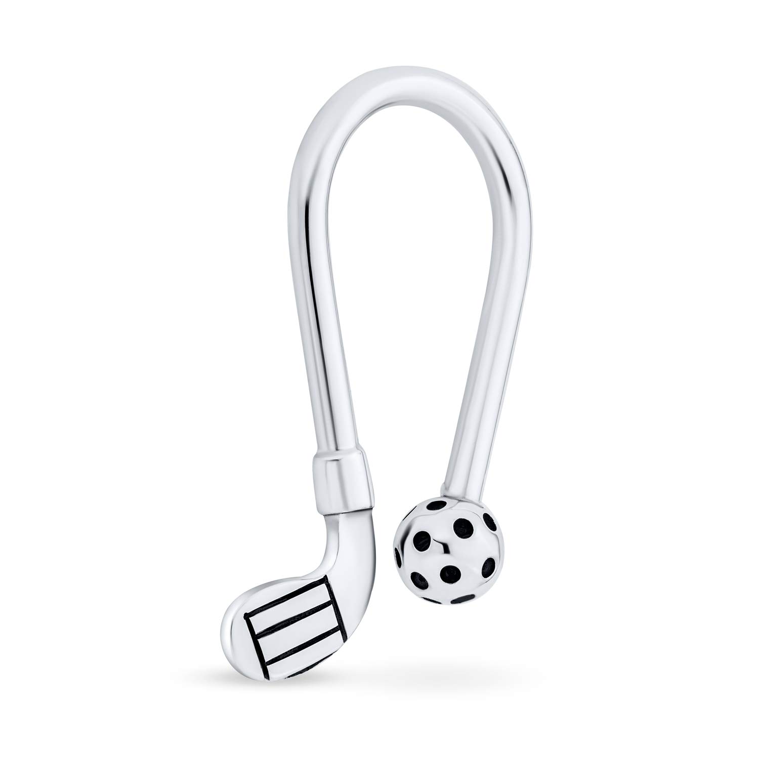 Bling Jewelry Mens Women Golfer Sports Golf Ball Club U Key Ring Golf Keychain Ball-Screw Tip Oxidized Sterling Silver