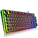 Gaming Keyboard,YockTec RGB LED Breathing Rainbow Backlit Membrane Keyboard-Mechanical-Similar Waterproof USB Keyboard, The eSports gaming keyboard (104 Keys)