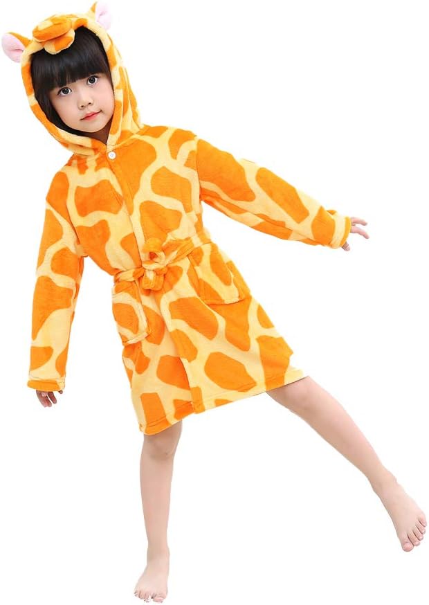 DarkCom Unisex Kids Bathrobe Children Hoode Dressing Gown Robe with Pockets Animal Terry Towel Bath Robe Cosplay Costumes Pyjamas for Boys and Girls