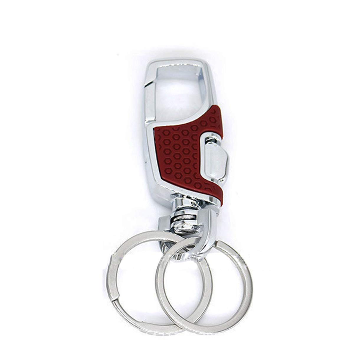 Techson Key Chain with Clip Hook and 2 Extra Detachable Rings, Zinc Alloy Heavy Duty Durable Car Key Chains for Men and Women (Red) — image 1