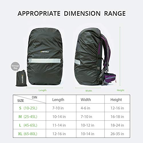 PORTHOLIC Waterproof Backpack Rain Cover 【10-25L】【Reflective Strip Design】 Non-Slip Cross Buckle Strap & Rainproof Storage Pouch,Perfect for Hiking, Camping, Traveling, Outdoor Activities - Thumbnail 6