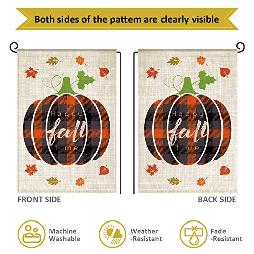 image for LAVEVE Fall Garden Flag, Happy Time Welcome Vertical Double Sided Yard