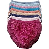 poppip 6 pcs of Size 2L Hip 42-48 inches Thai Vintage Solid Shining Sheer Nylon Panties Brief Underwear UniseAdult Comfort Loose Soft random color