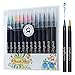 Craftamo Watercolor Brush Pens for Lettering, Painting, Coloring, Crafting & Calligraphy - 12 Premium Soft & Flexible, Real Brush Tipped Journaling Pens