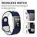 POY Replacement Bands Compatible for Fitbit Charge 2, Adjustable Breathable Wristbands with Air Holes Straps, Small Blue White 1PC