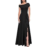 MUSHARE Women's One Shoulder Ruffle Formal Dress Sexy Split Party Long Cocktail Dress