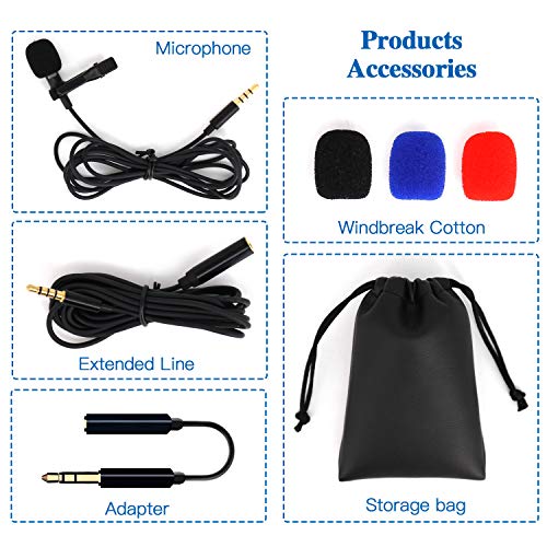 Lavalier Lapel Microphone Set with Shock Mount Universal Video Microphone for iPhone, iPad, iPod Touch, Android-Omnidirectional Mic Perfect for YouTube, Interview, Podcast - Thumbnail 6