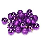 Elaco 24pcs Christmas Balls Ornaments Xmas Trees Wedding Parties Mini Tree Decorations (Purple)