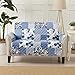 Great Bay Home Patchwork Scalloped Printed Furniture Protector Stain Resistant Loveseat Cover (Loveseat, Navy)