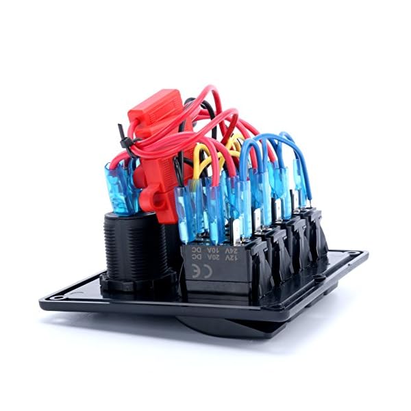 Amarine-made-Blue-LED-light-indicator-Waterproof-4-gang-rocker-switch-Panel-Double-USB-Power-Charger-Adapter-12V-Cigarette-Lighter-Socket-for-Marine-Boat-CarMarinePN-R4S2