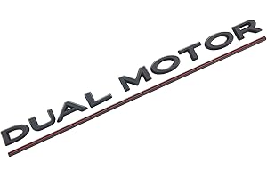 Funce Model 3 Y Dual Motor Emblem Sticker Underlined Badge Letters Accessories Compatible with Tesla Model 3/Y/S/X (Gloss Black+Red Line)